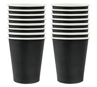 POPOYU 16 Vasos de papel desechables negros de 250ml, Juego de vasos de papel para bodas, tazas desechables para bodas, tazas para niños DIY, suministros de fiesta, té, bebidas calientes y frías