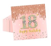 POPOYU 20 servilletas de 18 cumpleaños de color oro rosa, servilletas de oro rosa para niñas, juego de vajilla de papel para decoración de cumpleaños número 18, decoración de fiesta de cumpleaños