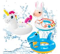 POPOYU 3 juguetes inflables de piscina para niños, unicornio, alpaca, dinosaurio, piscina, flotadores inflables para piscina, juguetes de piscina, anillos de natación de goma para regalo de verano,