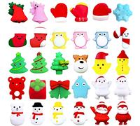 POPOYU 30Pcs Mini Squishy Mochi Kawaii Squishies Juguetes Antiestrés Navidad,Juguetes Cumpleaños Invitados Niños,Gogos Juguetes Scuishis para Regalos Cumpleaños Colegio,Paquete de Fiestas Navideñas
