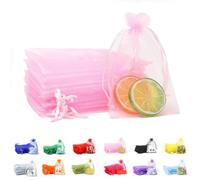 POPOYU 50 bolsas de regalo de organza rosa, bolsas pequeñas con cordón de 7 x 9 cm, bolsas de regalo de organza transparentes para joyas, dulces, pintalabios, nueces, jabones, decoraciones, eventos de