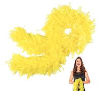 POPOYU Boa de plumas amarillas, para mujer y niña, 80 g, 2 m, 2 m, color amarillo, para carnaval en la calle, fiesta de cumpleaños, conciertos, carnaval, decoración de mesa, Halloween, fiesta de