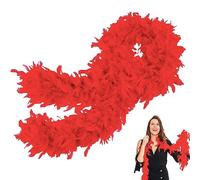 POPOYU Boa de plumas rojas, para mujer y niña, 80 g, 2 m, 2 m, color rojo, para carnaval en la calle, fiesta de cumpleaños, conciertos, carnaval, decoración de mesa, Halloween, fiesta de Navidad
