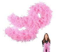 POPOYU Boa de plumas rosas, para mujer y niña, 80 g, 2 m, 2 m, color rosa, para carnaval en la calle, fiesta de cumpleaños, conciertos, carnaval, decoración de mesa, Halloween, fiesta de Navidad