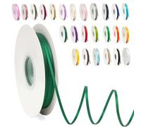 POPOYU Cinta de Satén 3mm x 91M Verde Oscuro Cinta de Bobina Satinada, Cinta de Satén para Tartas, Cinta de Tela para Manualidades, Lazos para el Pelo, Ramos, Flores, Aderezos, Decoración de Bodas