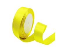POPOYU Cinta de Satén Amarillo Limón 25mm x 23m, Cinta de Tela para Envolver regalos, Manualidades, Globos, Ramo de Novia, Cinta de Raso para Decoración de Recuerdos de Boda