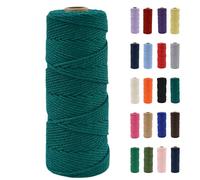 POPOYU Cordón de macramé de 2 mm, cuerda de macramé de algodón natural de 100 m, cuerda de algodón de macramé verde oscuro, cuerda de cuerda para manualidades sin productos químicos para manualidades,