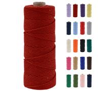 POPOYU Cordón de macramé de 2 mm, cuerda de macramé de algodón natural de 100 m, cuerda de algodón de macramé rojo vino, cuerda de cuerda para manualidades sin productos químicos para manualidades,
