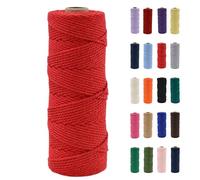 POPOYU Cordón de macramé de 2 mm, cuerda de macramé de algodón natural de 100 m, cuerda de algodón de macramé rojo, cuerda de cuerda para manualidades sin productos químicos para manualidades, arte de