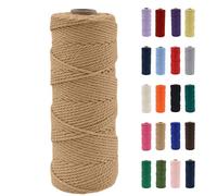 POPOYU Cordón de macramé de 2 mm, cuerda de macramé de algodón natural de 100 m, cuerda de algodón de color lino, cuerda de cuerda para manualidades sin productos químicos para manualidades, arte de