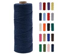 POPOYU Cordón de macramé de 2 mm, cuerda de macramé de algodón natural de 100 m, cuerda de algodón de macramé azul marino, cuerda de cuerda para manualidades sin productos químicos para manualidades,