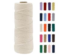POPOYU Cordón de macramé de 2 mm, cuerda de macramé de algodón natural de 100 m, cuerda de algodón de macramé blanco roto sin productos químicos para manualidades, arte de macramé, envoltura de