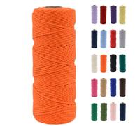 POPOYU Cordón de macramé de 2 mm, cuerda de macramé de algodón natural de 100 m, cuerda de algodón naranja para macramé, cuerda de cuerda para manualidades sin productos químicos para manualidades,