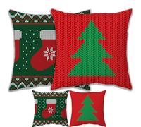 POPOYU Funda de Cojines Navideño,45x45cm Cojines Sofa Navidad Juego de 2,Sofas Decoracion Fundas de Cojines en Lino,Decoracion Navidad Hogar para Dormitorio Sofá Cama(F)
