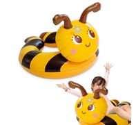 POPOYU Juguetes inflables de piscina para niños de 2 a 6 años, Abeja Miel de Natación 55 cm (21½ pulgadas) Anillo de Goma Juguetes Simpool para Niños, Anillo de Natación con Colas para Niños y Niñas