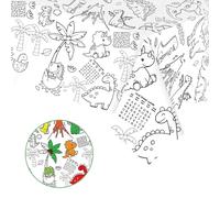 POPOYU Mantel de Papel Infantil para Colorear Tema Dinosaurios T-Rex Triceratops Estegosaurio Volcanes Mundo Prehistórico Actividad Creativa para Fiestas Cumpleaños y Aprendizaje Infantil
