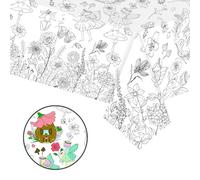 POPOYU Mantel de Papel Infantil para Colorear Tema Flores Mariposas Jardín Primaveral Abejas Mariquitas Actividad Creativa y Relajante para Fiestas Manualidades y Decoración de Mesa Infantil
