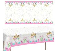 Popoyu - Mantel de unicornio (137 x 274 cm, mantel princesa rosa, para decoración de fiesta de cumpleaños, fiesta con temática de unicornio, para niños y niñas