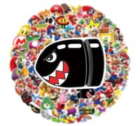 POPOYU Mario - 100 pegatinas clásicas impermeables para ordenador, teléfono, botella, monopatín, maleta, guitarra, almohadilla, scrapbook para niños, regalos para invitados