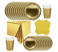 POPOYU Vajilla de fiesta infantil, 69 unidades, juego de Navidad, cumpleaños, bodas, aniversarios (16 invitados)