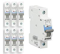 POPP® Interruptor Automático Magnetotérmico 1P serie MSC8 gama Industrial CURVA C corte 6000A 6A,10A,16A,20A,25A,32A,40A,63A Pack 6,12 (Pack 6, 16A)