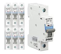POPP® Interruptor Automático Magnetotérmico 1P serie MSC8 gama Industrial CURVA C corte 6000A 6A,10A,16A,20A,25A,32A,40A,63A Pack 6,12 (Pack 6, 25A)