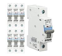 POPP® Interruptor Automático Magnetotérmico 1P serie MSC8 gama Industrial CURVA C corte 6000A 6A,10A,16A,20A,25A,32A,40A,63A Pack 6,12 (Pack 6, 63A)