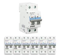POPP® Interruptor Automático Magnetotérmico 2P serie MSC82 gama Industrial CURVA C corte 6000A 6A,10A,16A,20A,25A,32A,40A,63A Pack 6,12 (Pack 6, 16A)