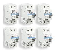 POPP® Interruptor Automático Magnetotérmico Doméstica CURVA C corte 6000A 1P+N 10A,16A,20A,25A,32A,40A 63A Pack 6,12 (Pack 6, 63A)