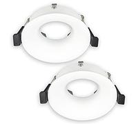 Popp® Marco Downlight ARO Marco Fijo con Curva Interior aluminio para bombilla GU10, MR16 Blanco Rendondo para corte de Ø70mm para pasillo, oficina, salon etc (Pack 2, Blanco Redondo)