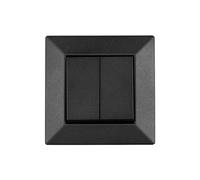 POPP® Mecanismos Interruptor Doble Conmutador Empotrable SERIE ENKEL de Pared *con Marco*, 10A 250V IP20, con Bornas Automáticas (1, Negro-doble-conmutados)