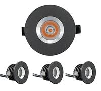 Popp® Mini Foco Spot Empotrable LED SIGN COB Corte ø35MM110Lm 1W 4000k CRI90 IP20 Aluminio Negro (Pack 4 unidad, 3000K)