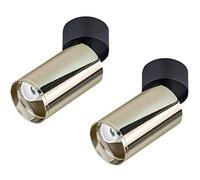 Popp® Pack x2 Aplique Cilindro Portalampara de Superficie Techo Interior Cilindro Orientable Dorado para GU10 *Bombilla no Incluido Max. 50W, ø52x132mm, IP20 (Dorado Pack 2 unidad)