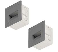 Popp® Pack x2 Baliza LED 3W con Caja empotrable Luz calida 3000K 300LM IP65 220V Aluminio Gris cuadrado Interior Exterior Luz de escalera, lámpara de pared (Gris Cuadrado 3000K)