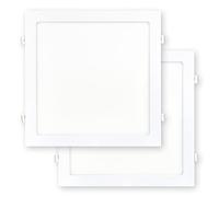 Popp® Pack x2 Placa Downlight LED Empotrado Cuadrado 24W 2280Lumen Luz neutra 4000K con Corte de Techo 285x285mm, para Oficina, Salon, Dormitorio, Pasillo,etc.(24W 4000K)
