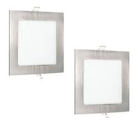 Popp- PACK x2 Placa Empotrado Niquel Cuadrado Downlight LED Pro 12W IP20 Super Slim Luz neutra 4000K 900Lm Chip SMD2835 CRI80 (4000K 12W Cuadrado)