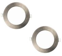 Popp- PACK x2 Placa LED Empotrado Niquel Circular 6W Luz cálida 3000K 330Lm Downlight Pro IP20 Super Slim Chip SMD2835 CRI80 120º (3000K, 6W, 2und)