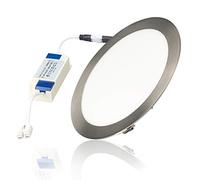 Popp- (PACK x2 Placa LED Niquel 18W Luz cálido 3000K Empotrado Downlight Pro IP20 Super Slim Circular Plata Chip Osram CRI80 120º (3000K, 18W, 2und)