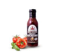 Poppamies BBQ Nogal Ahumado - Salsa Barbecue Ahumada Estilo Americano sin aditivos, Ideal para Hamburguesas y Costillas - Picante: 0/10-410g