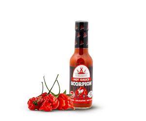 Poppamies Salsa picante Scorpion de Trinidad scorpion Chili - Sin Gluten Sin Lactosa Vegano - Picante: 10+/10 Extra Caliente - 150ml