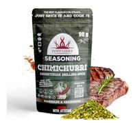 Poppamies Sazonador Chimichurri BBQ, Marinado seco y condimento BBQ Perfecto para Pescado, Verduras, Pollo, Cerdo y Carne de Res - Paquete Grande (90g)