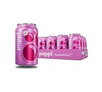 Poppi Bebida de Soda Prebiótica Espumosa con Vinagre de Sidra de Manzana, Agua con Gas y Zumo de Fruta, Sabor Doc Pop, 355 ml, Paquete de 12, El Embalaje Puede Variar