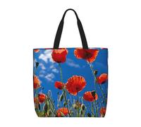 Poppies On Blue Sky - Bolsa ligera y cómoda, reutilizable, ecológica, para viajes, playa, trabajo