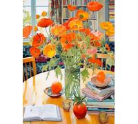 Poppies Panorama: Orange Elegance de Cross & Glory - Hermoso rompecabezas con piezas ecológicas vibrantes, acabado satinado y diseño desafiante - Rompecabezas de 1000 piezas para adultos