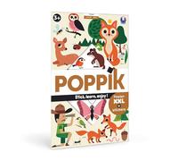 POPPIK 1841224 Póster de Bosque Interactivo Aprendizaje con Pegatinas Póster Plurilingüe Animales para Niños a Partir de 3 años 68x100cm