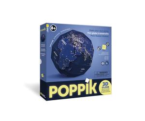 POPPIK 1841265 Globo terráqueo 3D para Manualidades con Tierra de Noche, Globo de Aprendizaje Que Brilla en la Noche, Incluye Cuaderno de acompañamiento multilingüe, Kit de Bricolaje para niños a