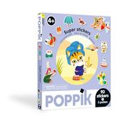 POPPIK 1841278 Caja Viaje por el Mundo, 3 Carteles temáticos interactivos con Pegatinas extraíbles, póster Educativo multilingüe para niños a Partir de 4 años