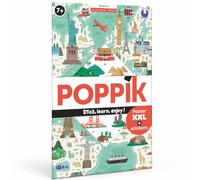 Poppik - Tour du monde: 1 poster + 71 stickers repositionnables