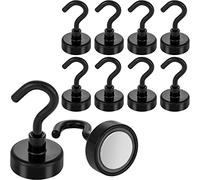 POPPSTAR 10 imanes neodimio gancho pequeños (12 kg fuerza magnética, 4cm longitud, 2cm diámetro) mini ganchos magneticos, negro