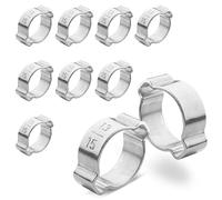 Poppstar 10 piezas Abrazaderas de manguera de 2 orejas, rango de sujeción Ø 13-15 mm, abrazadera de dos orejas/abrazadera de doble oreja de acero inoxidable